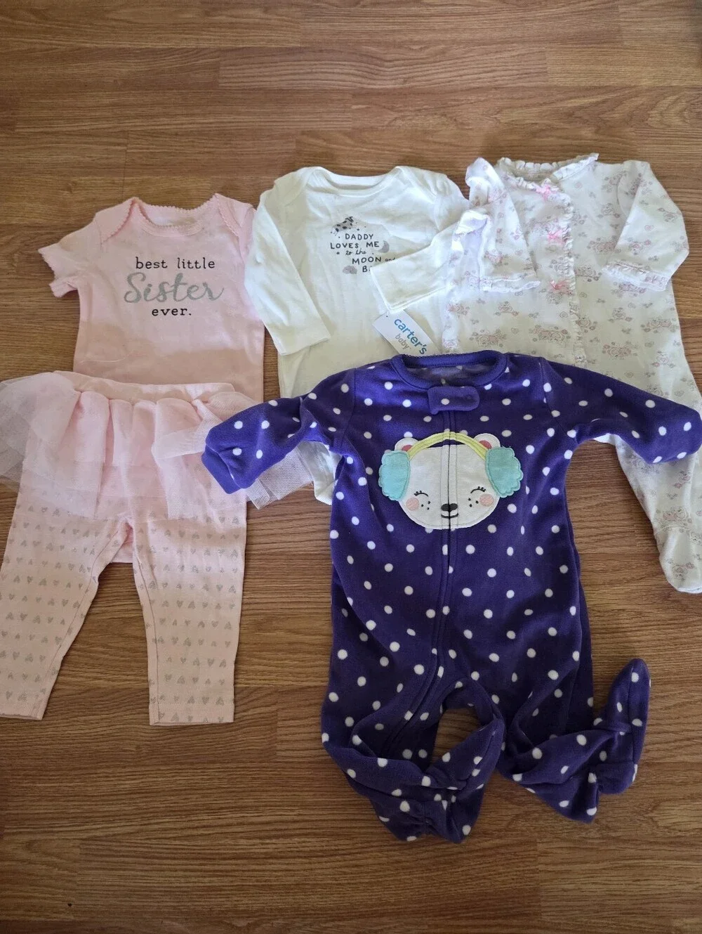 Carter's Girl's 6M Bundle 5pc NEW 'Best Little Sister Ever' Tutu Set Pink